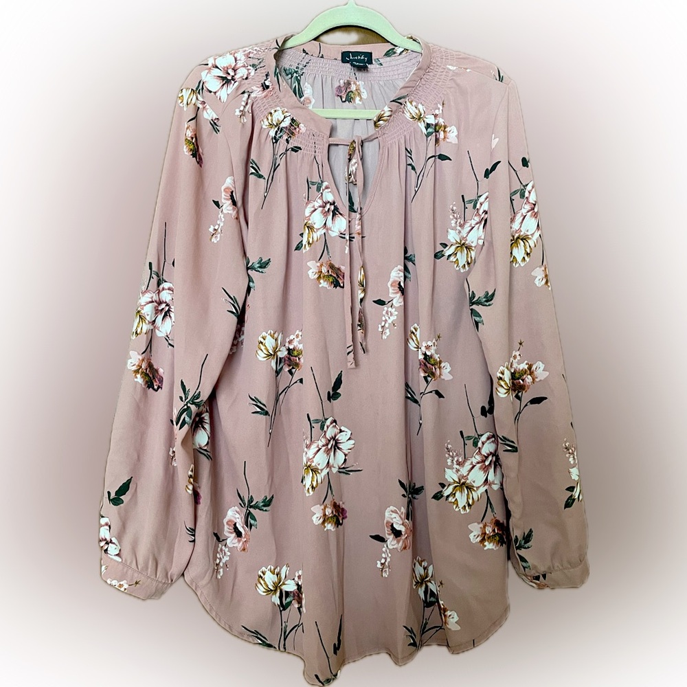 Pink Floral Dressy Blouse